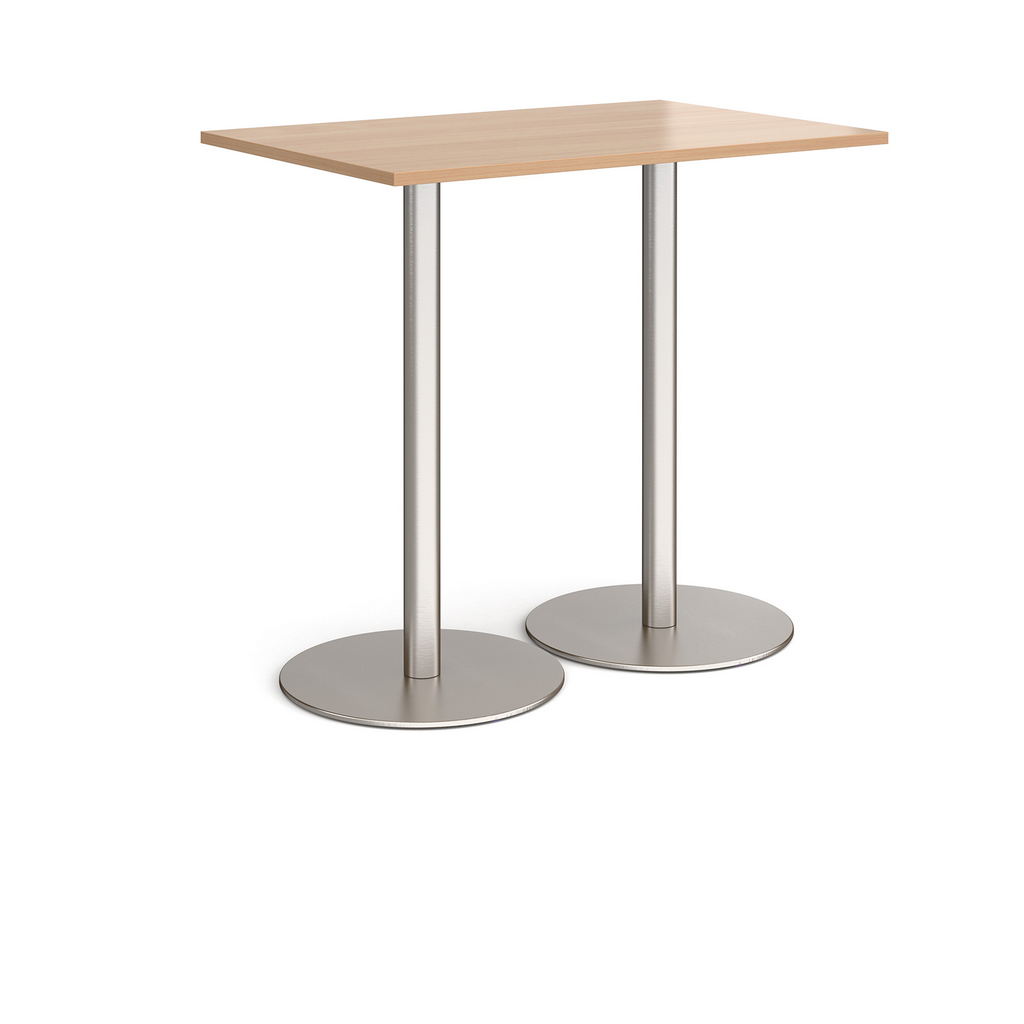 Picture of Monza rectangular poseur table with flat round brushed steel bases 1200mm x 800mm - beech