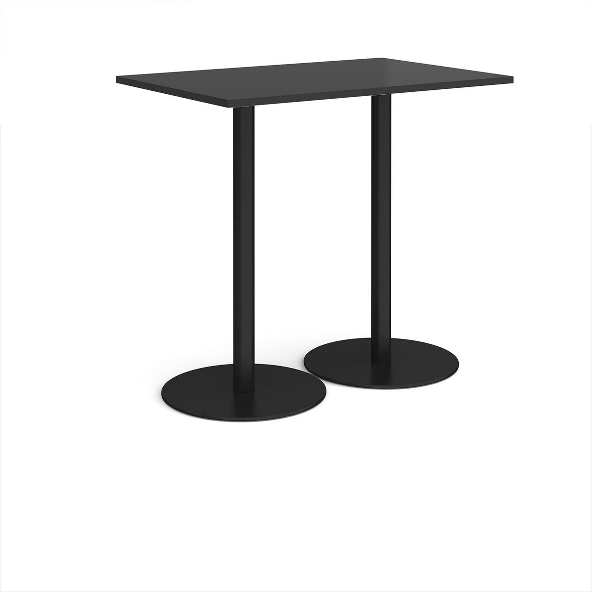 Picture of Monza rectangular poseur table with flat round black bases 1200mm x 800mm - Black