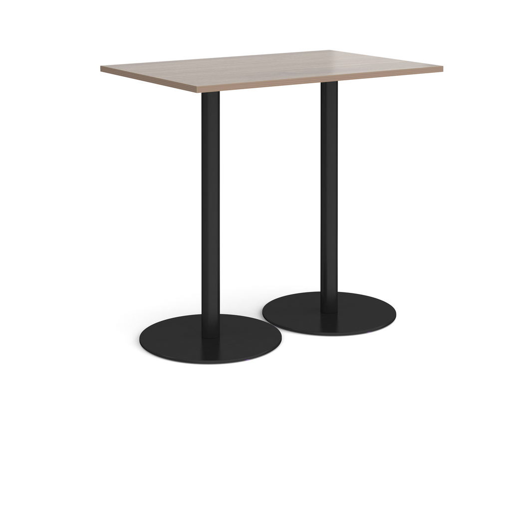 Picture of Monza rectangular poseur table with flat round black bases 1200mm x 800mm - barcelona walnut