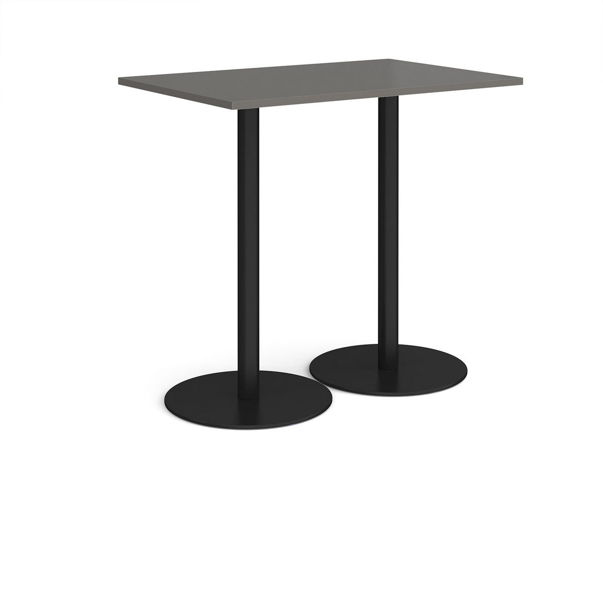 Picture of Monza rectangular poseur table with flat round black bases 1200mm x 800mm - Onyx Grey