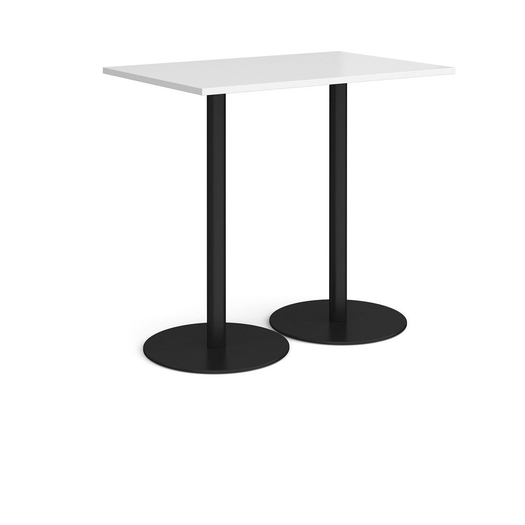 Picture of Monza rectangular poseur table with flat round black bases 1200mm x 800mm - white