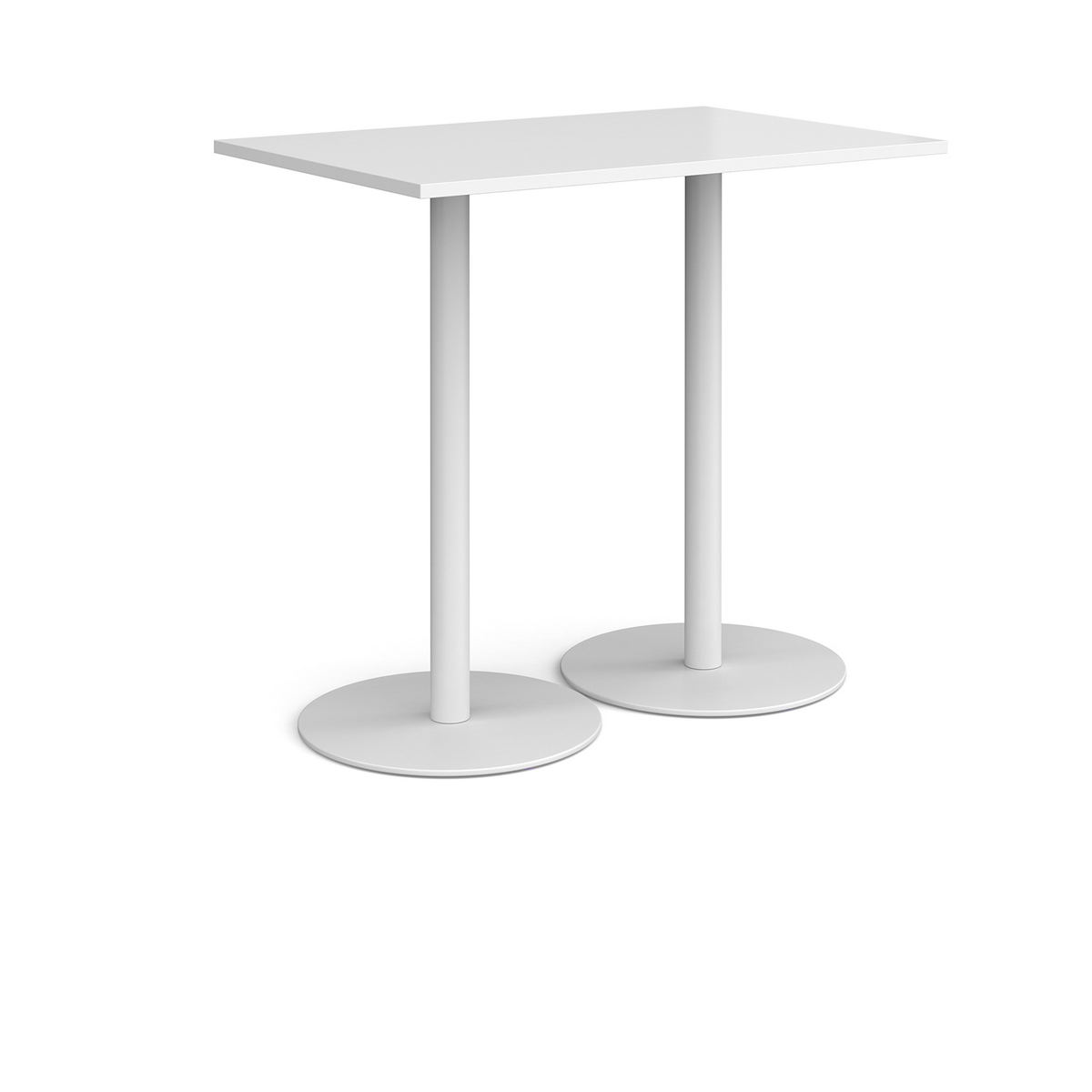 Picture of Monza rectangular poseur table with flat round white bases 1200mm x 800mm - white