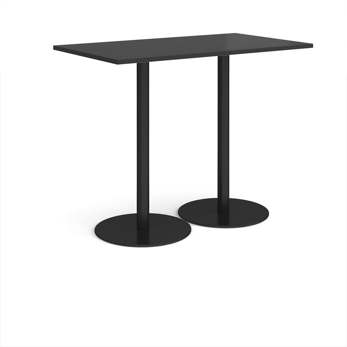 Picture of Monza rectangular poseur table with flat round black bases 1400mm x 800mm - Black