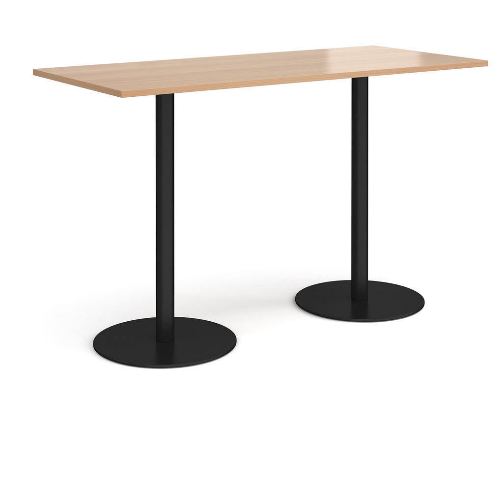 Picture of Monza rectangular poseur table with flat round black bases 1800mm x 800mm - beech