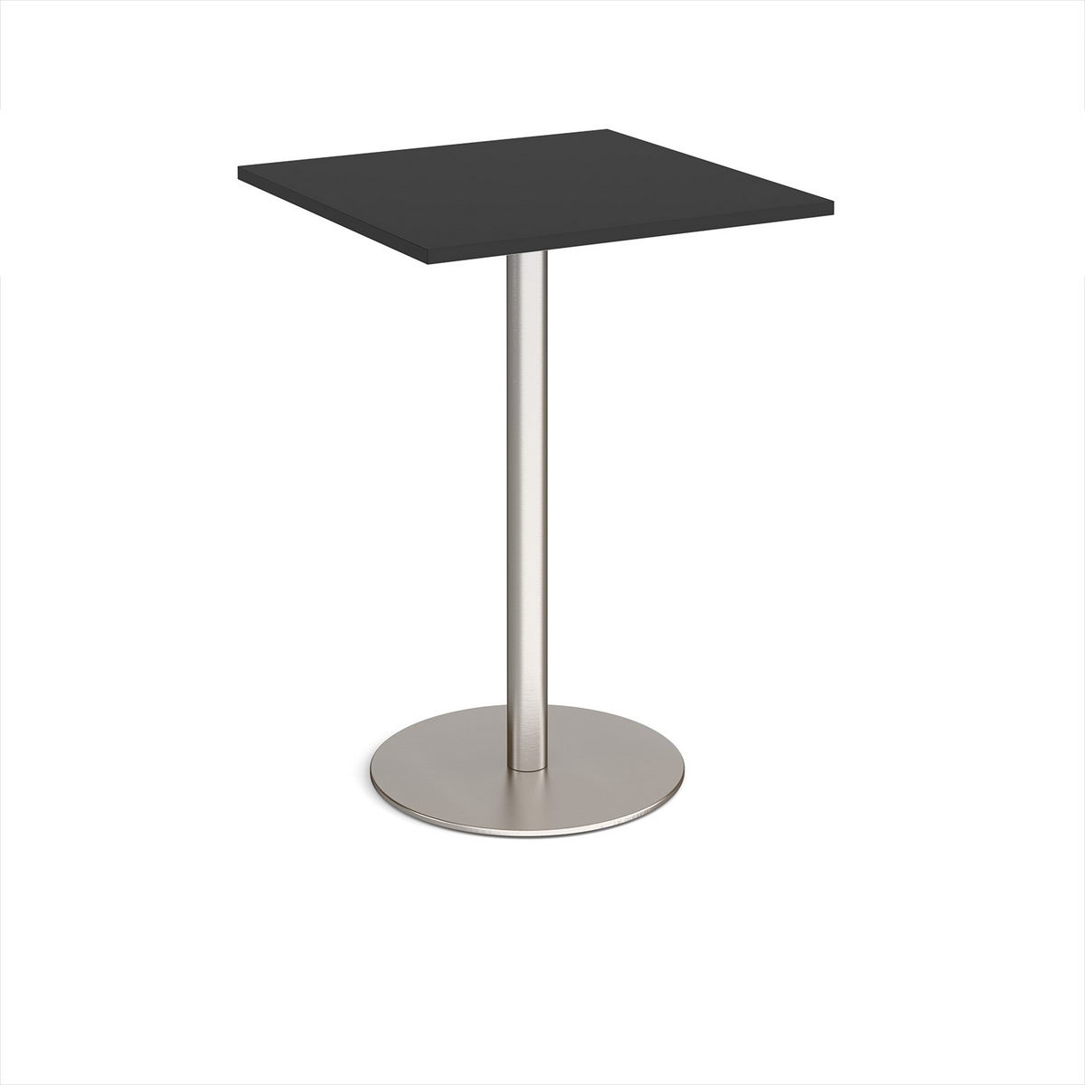 Picture of Monza square poseur table with flat round brushed steel base 800mm - Black