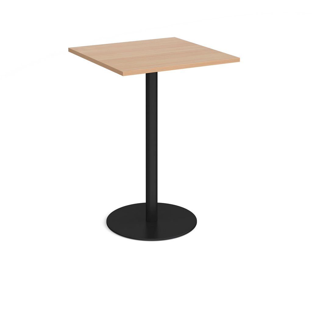 Picture of Monza square poseur table with flat round black base 800mm - beech