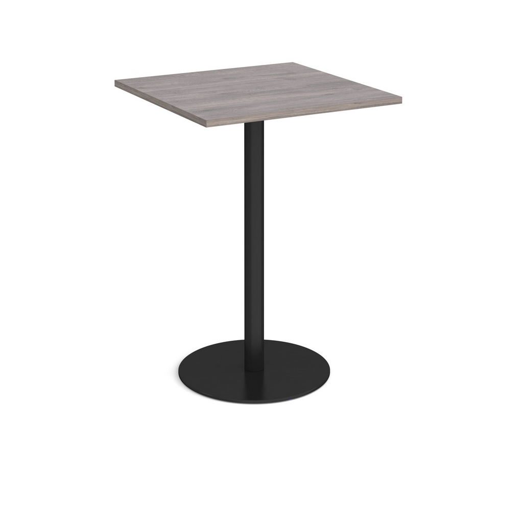 Picture of Monza square poseur table with flat round black base 800mm - grey oak