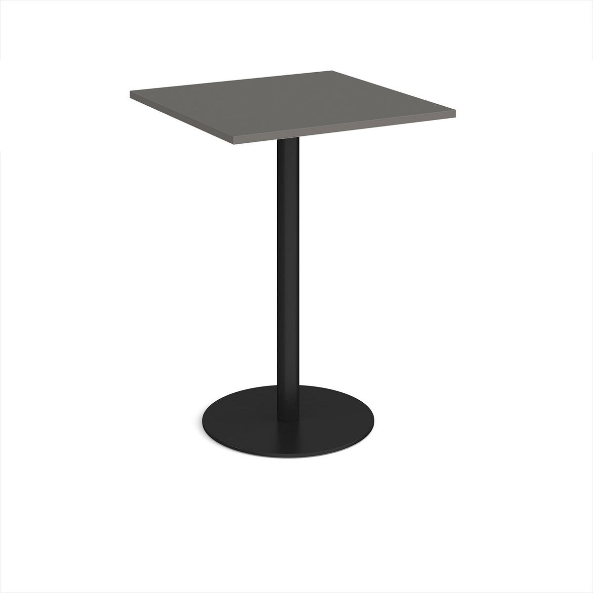 Picture of Monza square poseur table with flat round black base 800mm - Onyx Grey