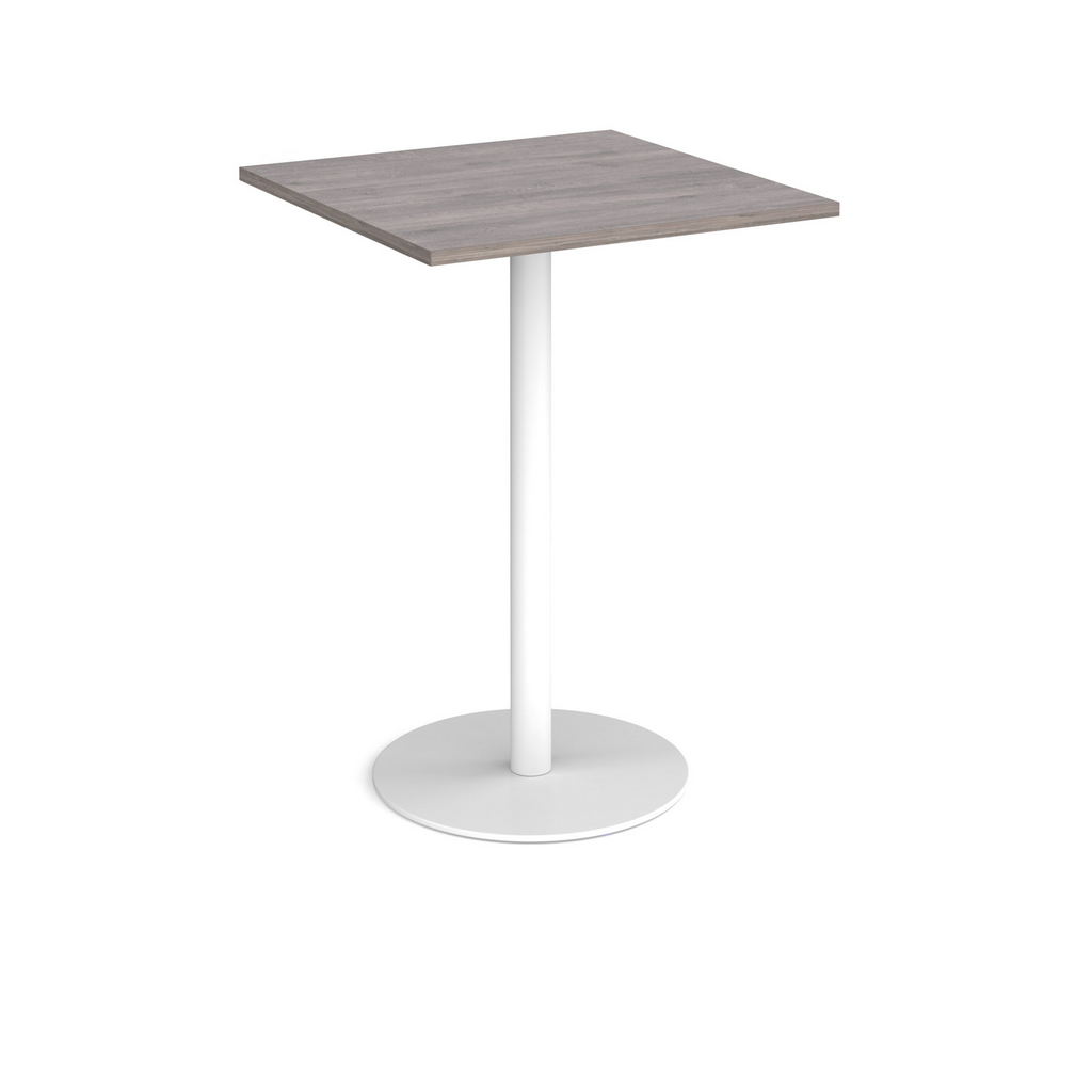 Picture of Monza square poseur table with flat round white base 800mm - grey oak