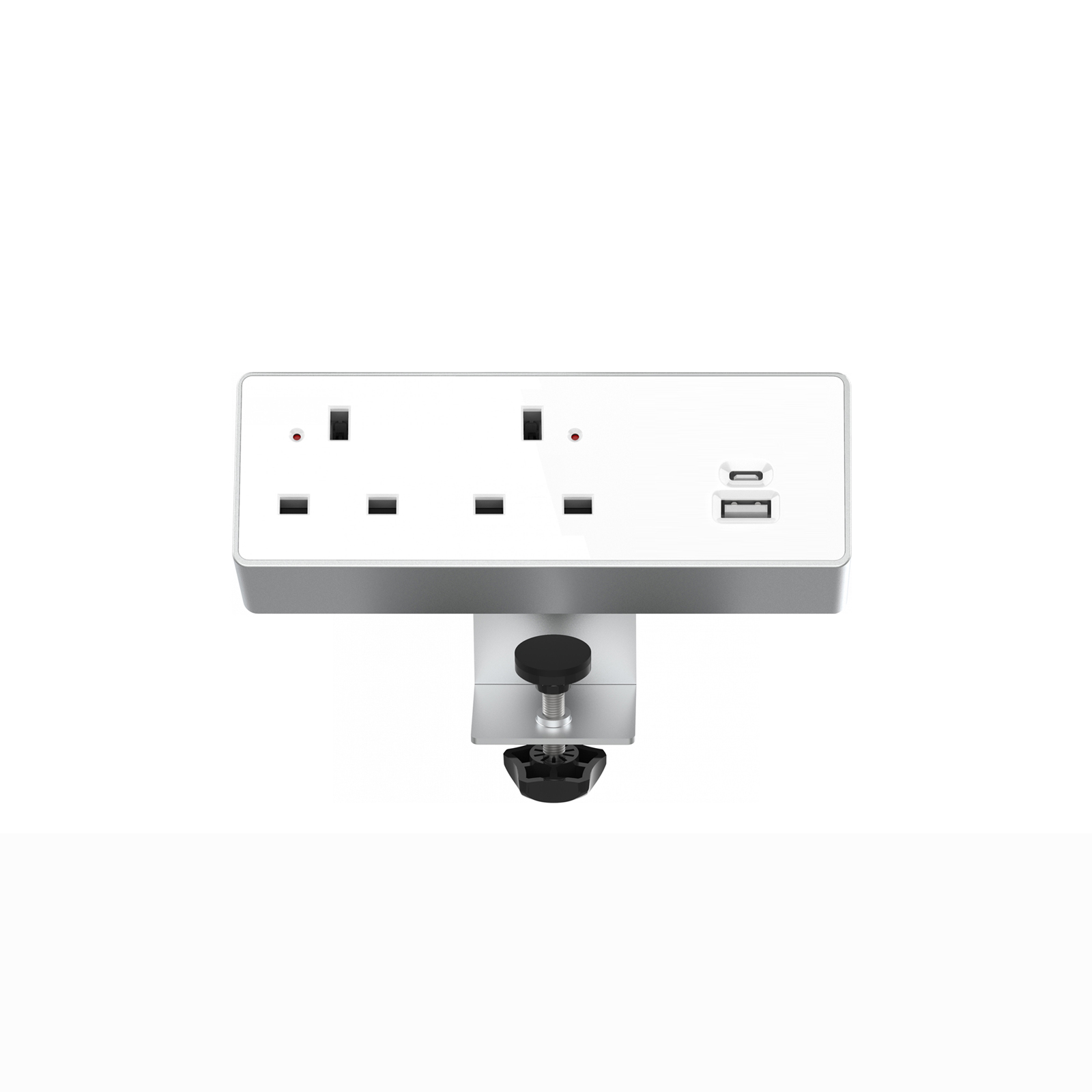 Picture of Double Socket 240v with 1x 30W USB-C and 1x 27W USB-A Silver / White