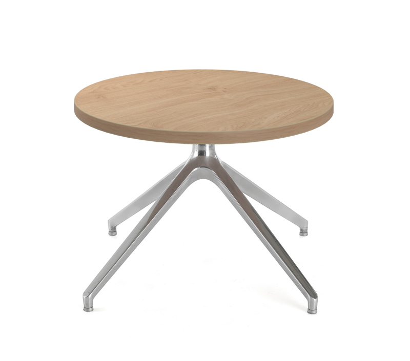 Picture of Otis coffee table 600mm diameter with chrome pyramid base - kendal oak