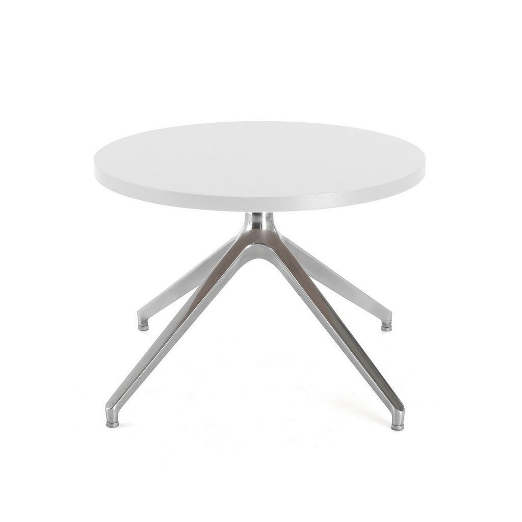 Picture of Otis coffee table 600mm diameter with chrome pyramid base - white