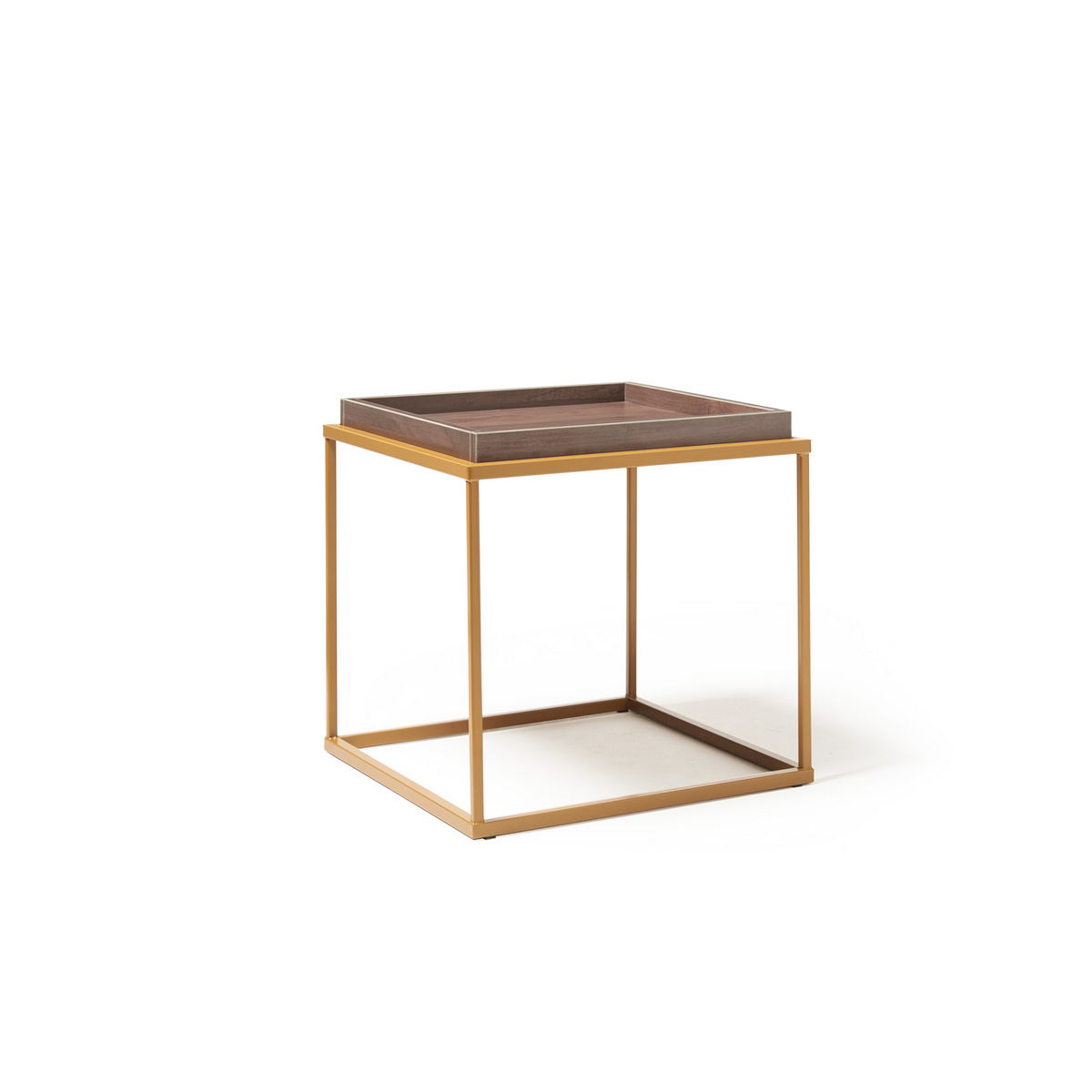 Picture of Parma square side table with a matt gold steel frame and Venus top