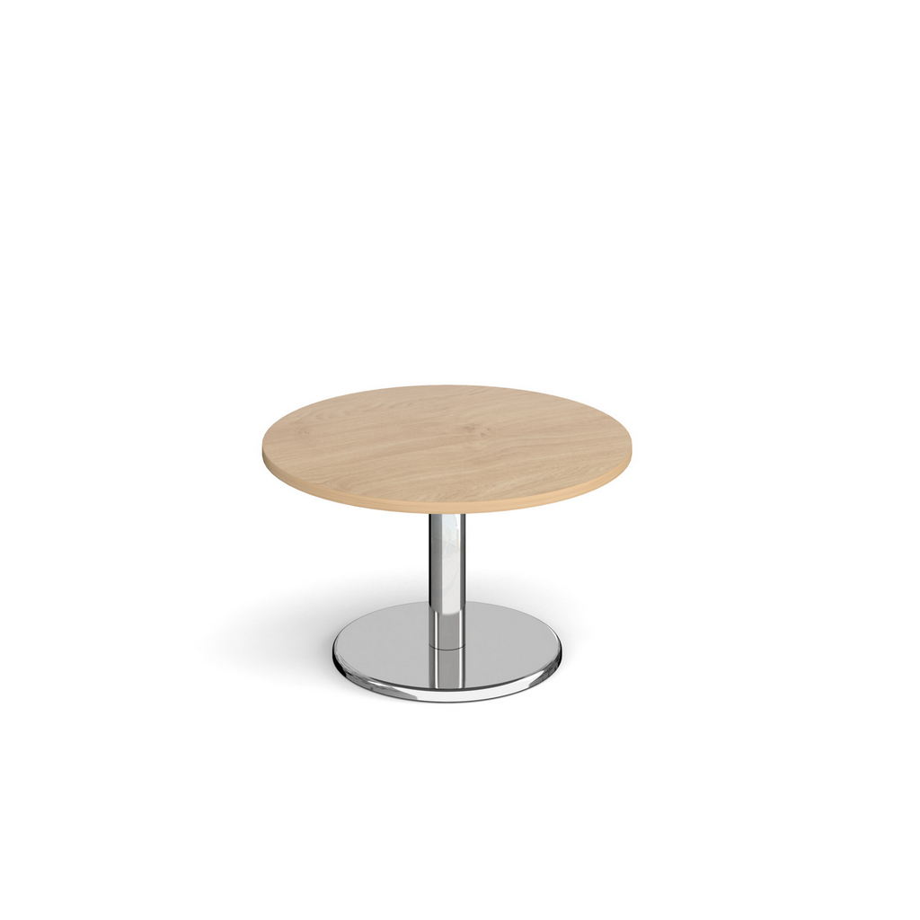 Picture of Pisa circular coffee table with round chrome base 800mm - kendal oak