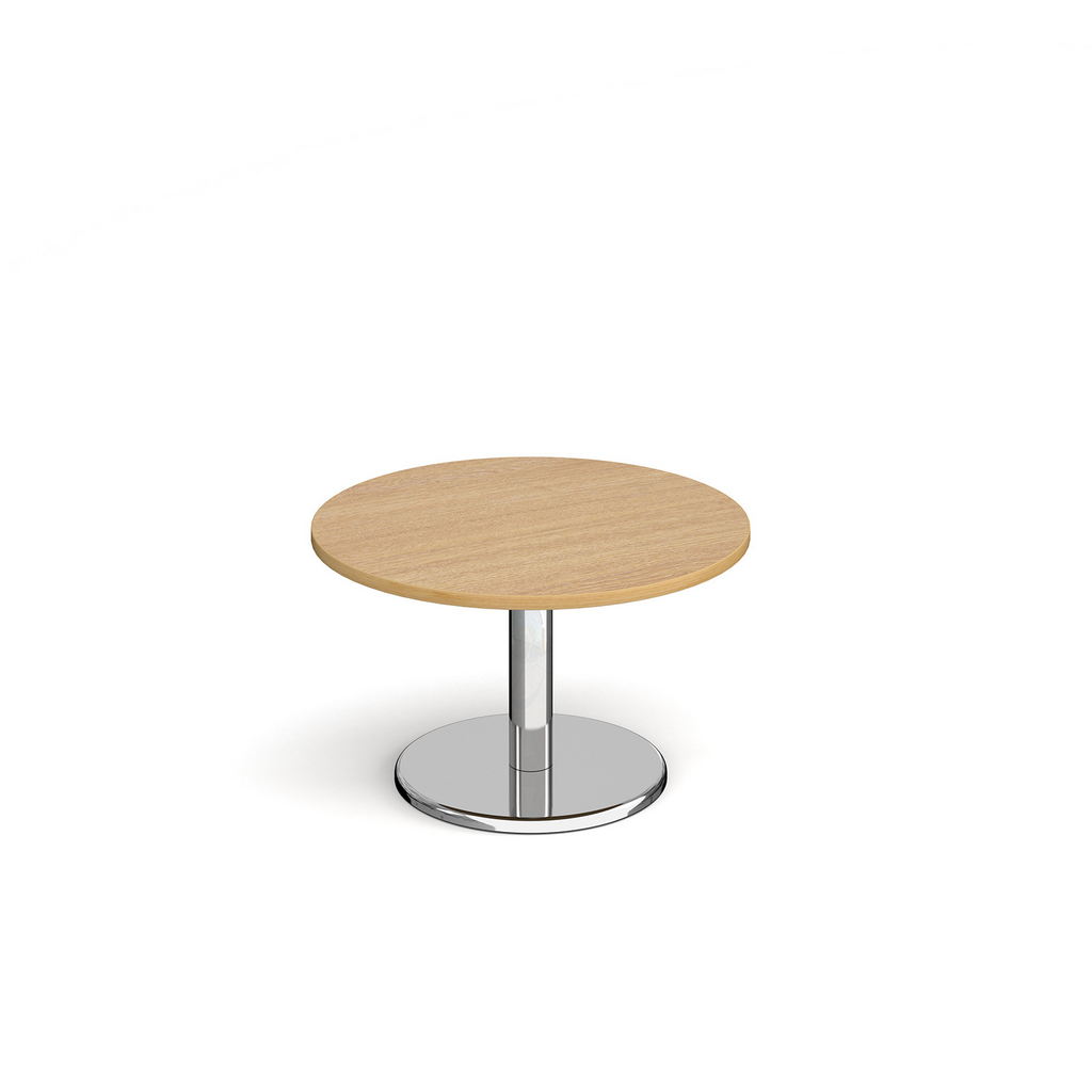Picture of Pisa circular coffee table with round chrome base 800mm - oak