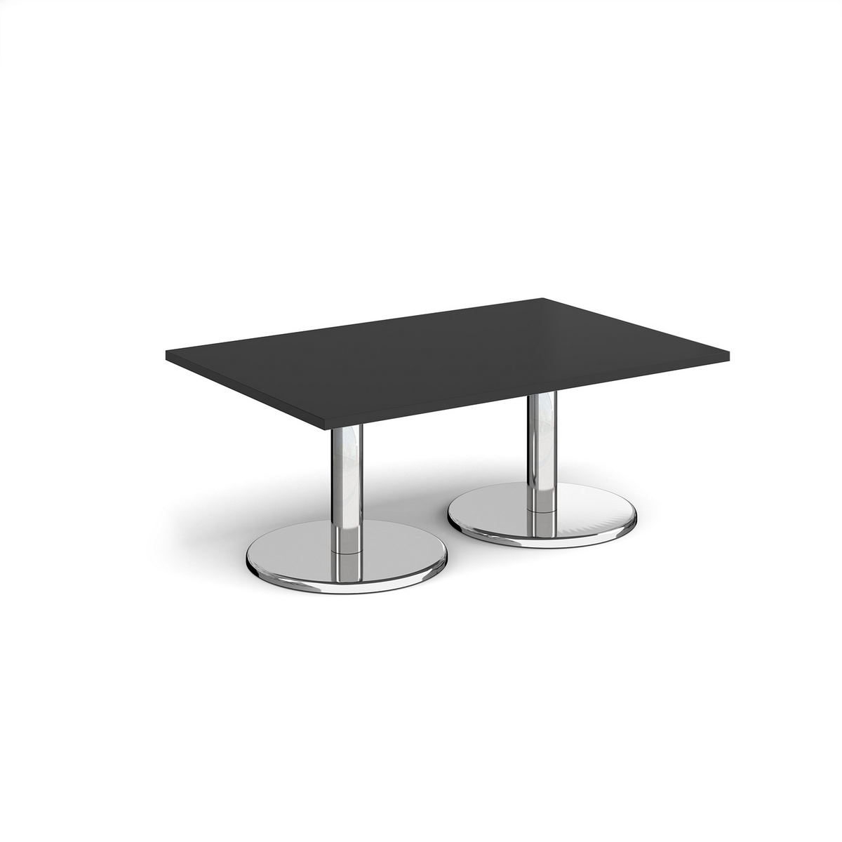 Picture of Pisa rectangular coffee table with round chrome bases 1200mm x 800mm -  Black