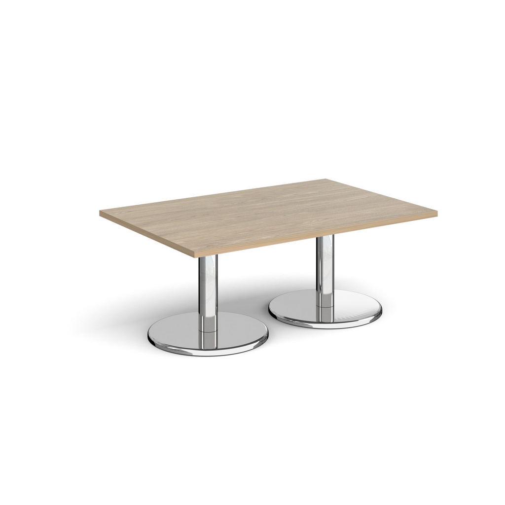 Picture of Pisa rectangular coffee table with round chrome bases 1200mm x 800mm - barcelona walnut