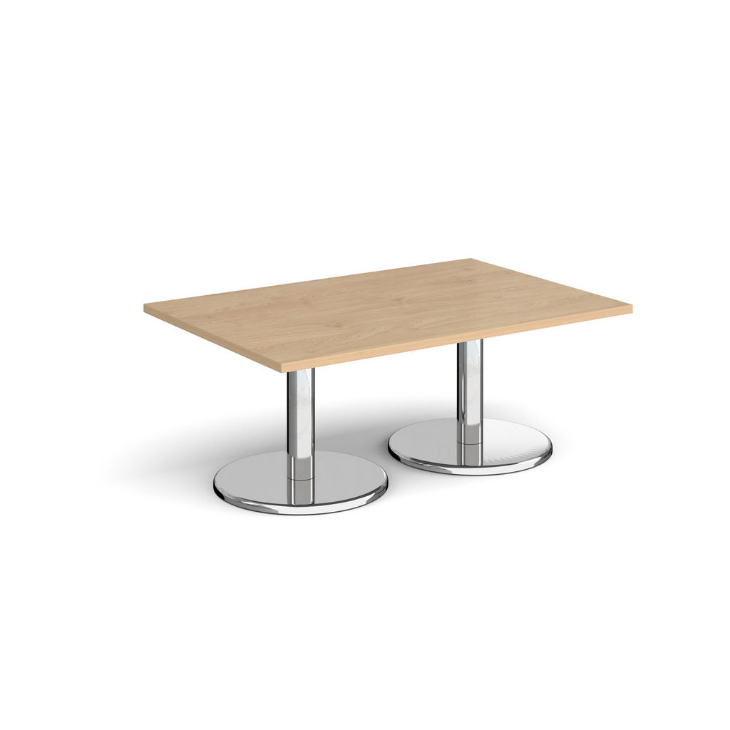 Picture of Pisa rectangular coffee table with round chrome bases 1200mm x 800mm - kendal oak
