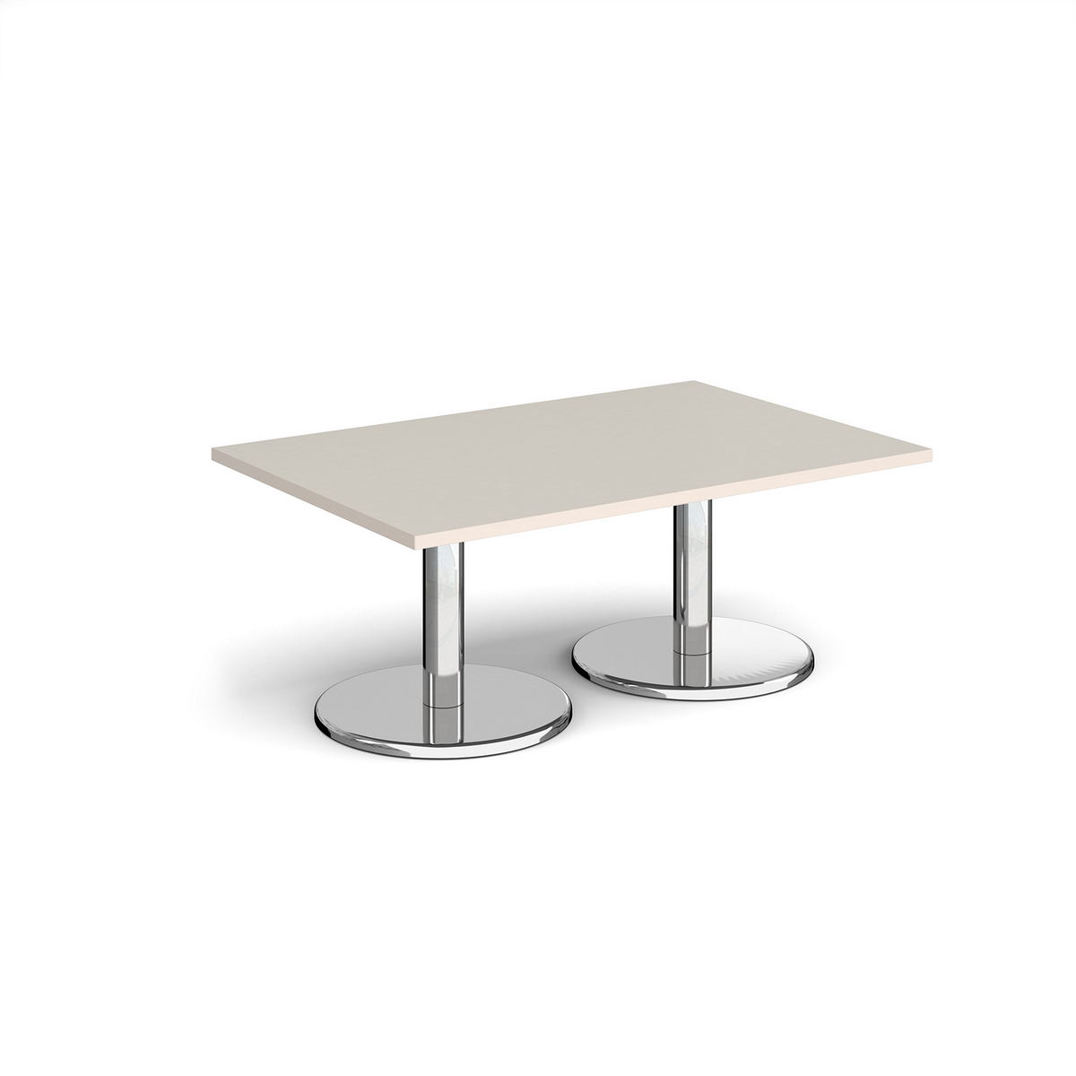 Picture of Pisa rectangular coffee table with round chrome bases 1200mm x 800mm - Light Grey