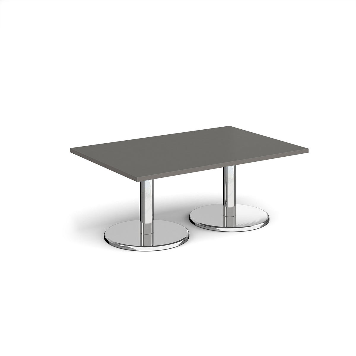 Picture of Pisa rectangular coffee table with round chrome bases 1200mm x 800mm - Onyx Grey