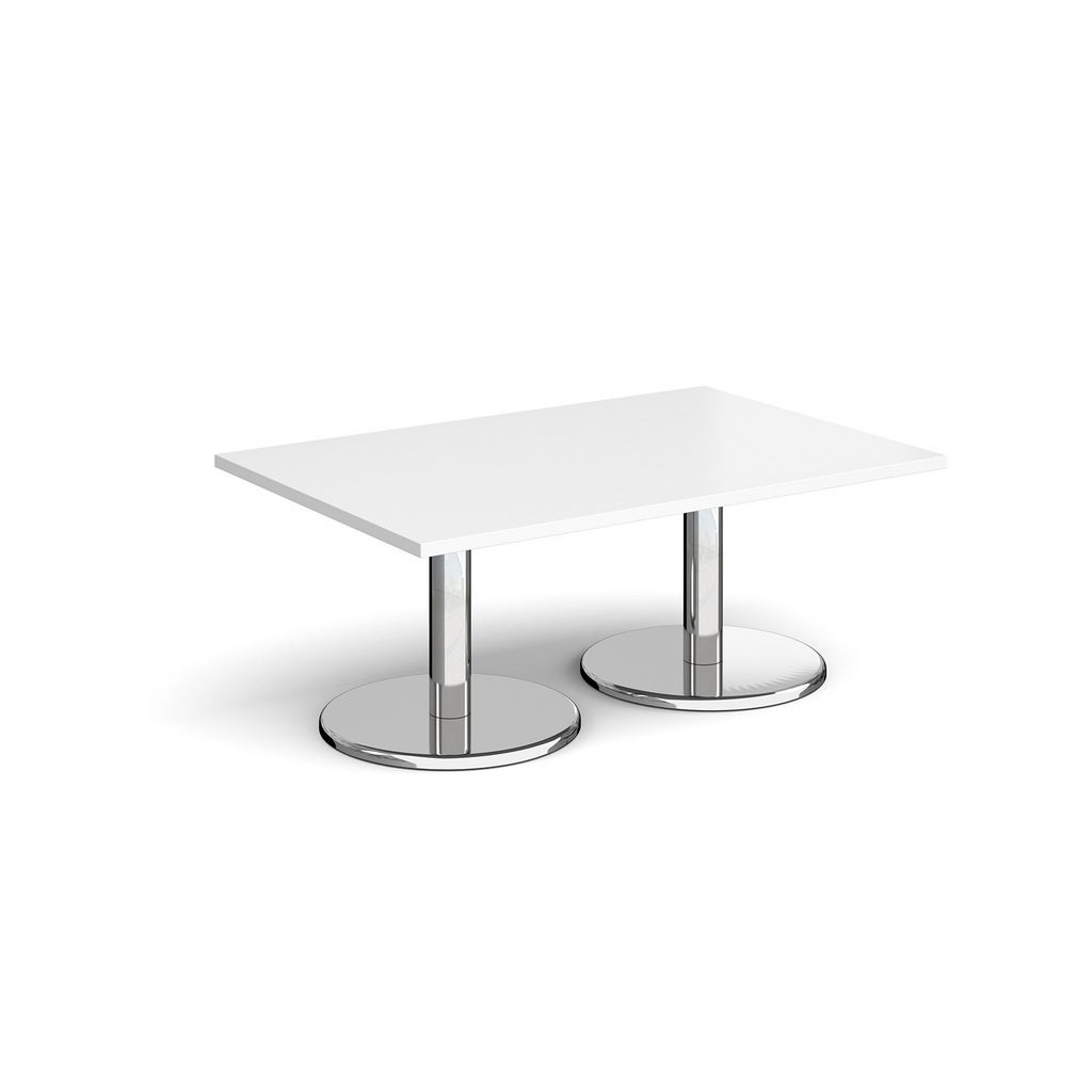 Picture of Pisa rectangular coffee table with round chrome bases 1200mm x 800mm - white