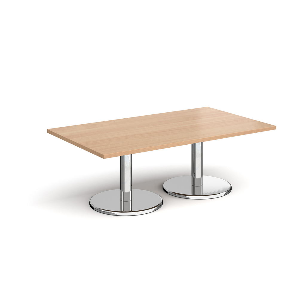 Picture of Pisa rectangular coffee table with round chrome bases 1400mm x 800mm - beech