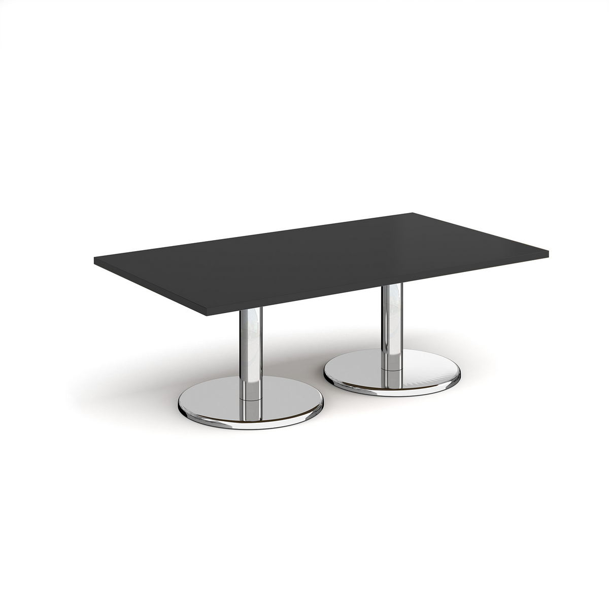 Picture of Pisa rectangular coffee table with round chrome bases 1400mm x 800mm -  Black