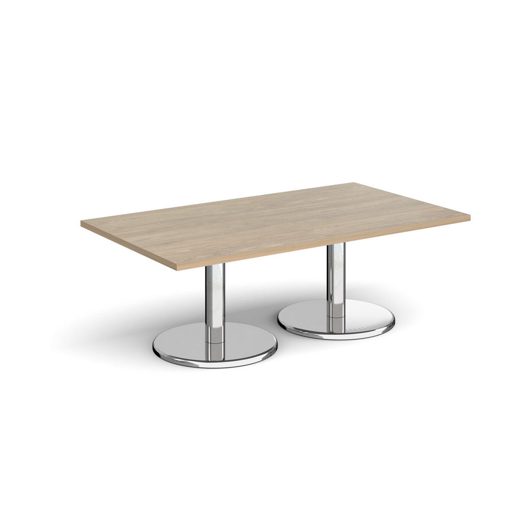 Picture of Pisa rectangular coffee table with round chrome bases 1400mm x 800mm - barcelona walnut