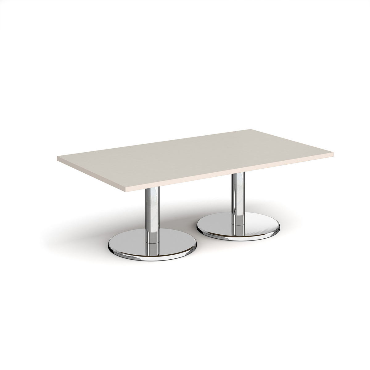 Picture of Pisa rectangular coffee table with round chrome bases 1400mm x 800mm - Light Grey