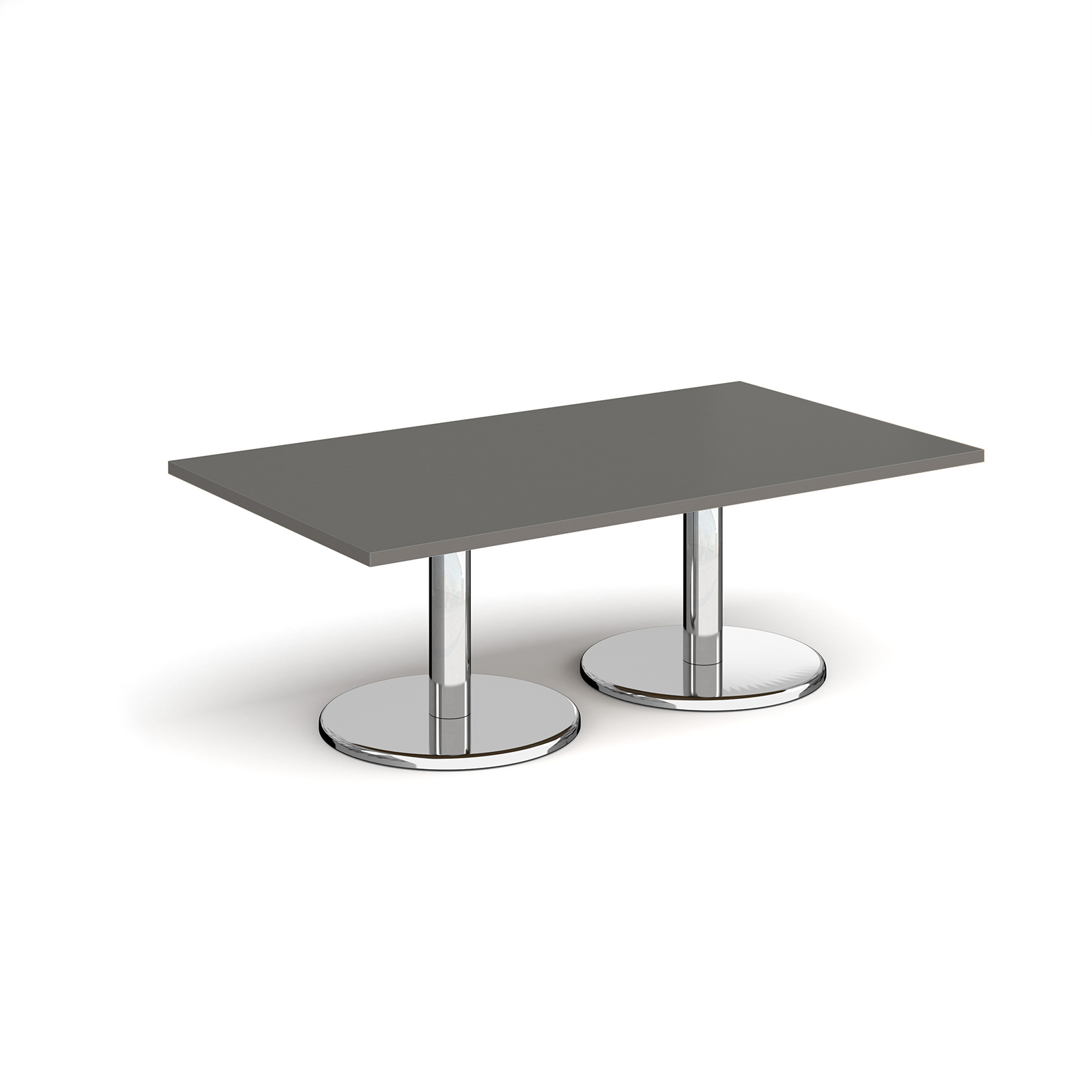Picture of Pisa rectangular coffee table with round chrome bases 1400mm x 800mm - Onyx Grey