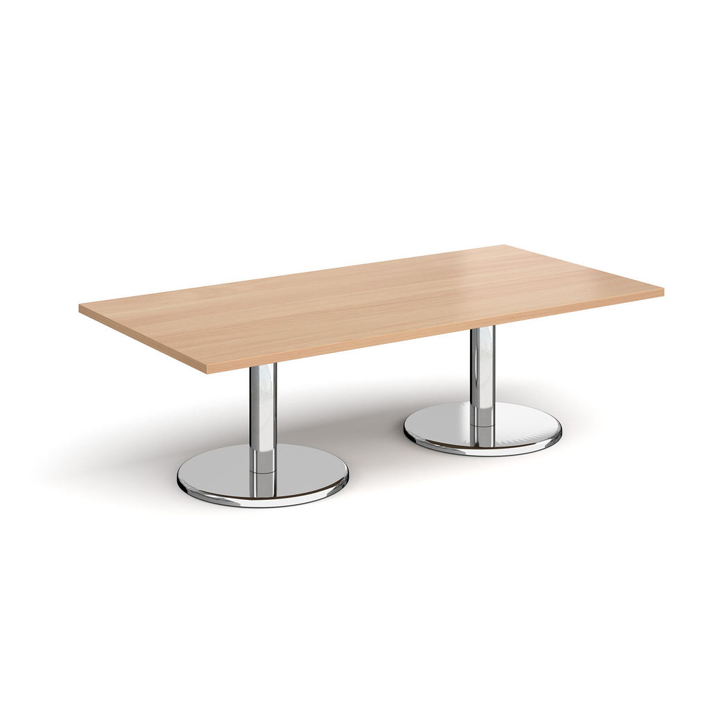 Picture of Pisa rectangular coffee table with round chrome bases 1600mm x 800mm - beech