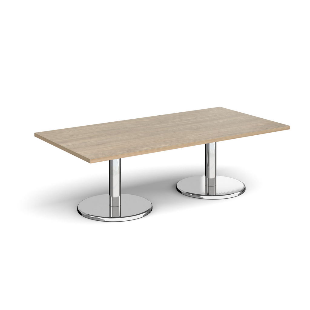 Picture of Pisa rectangular coffee table with round chrome bases 1600mm x 800mm - barcelona walnut