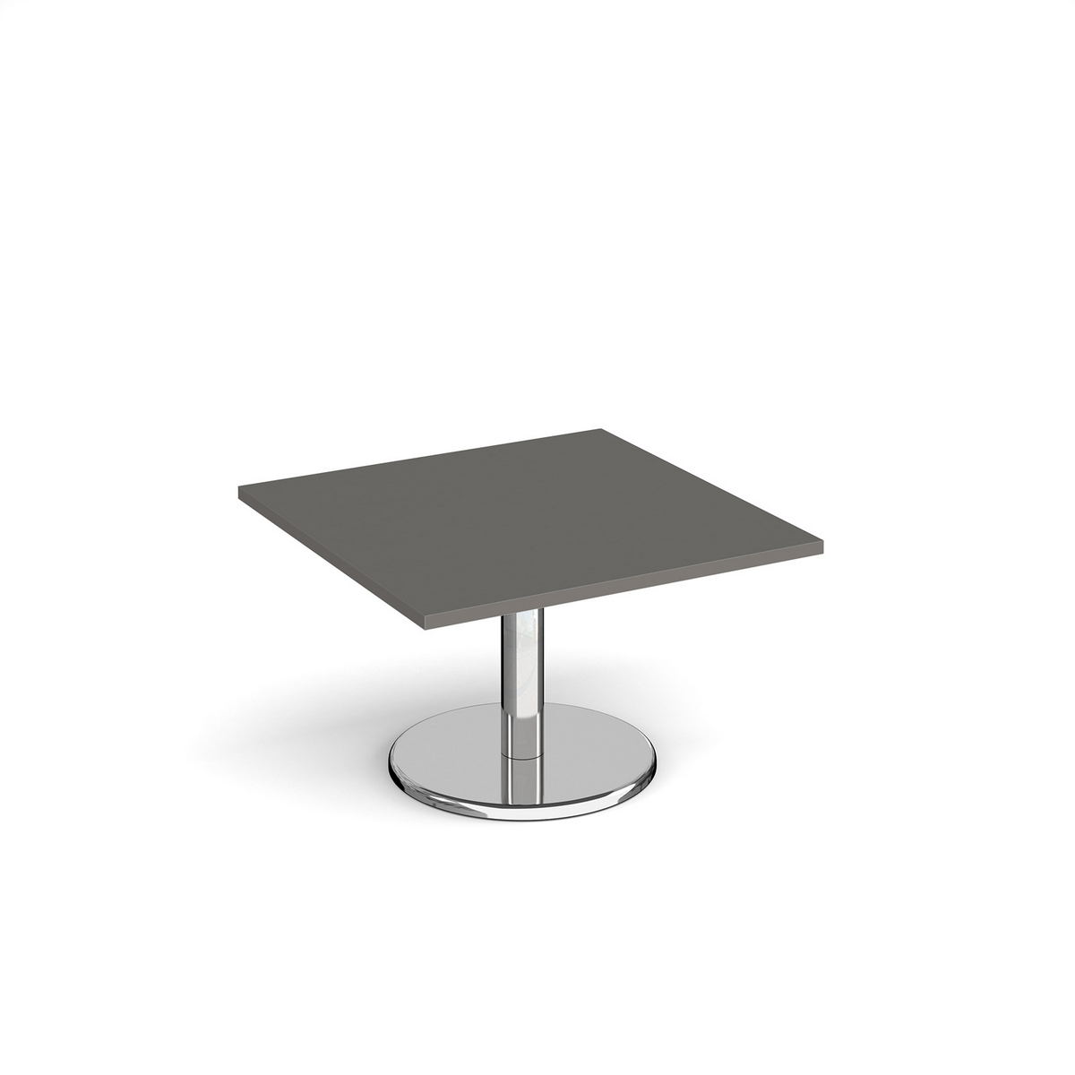 Picture of Pisa square coffee table with round chrome base 800mm - Onyx Grey