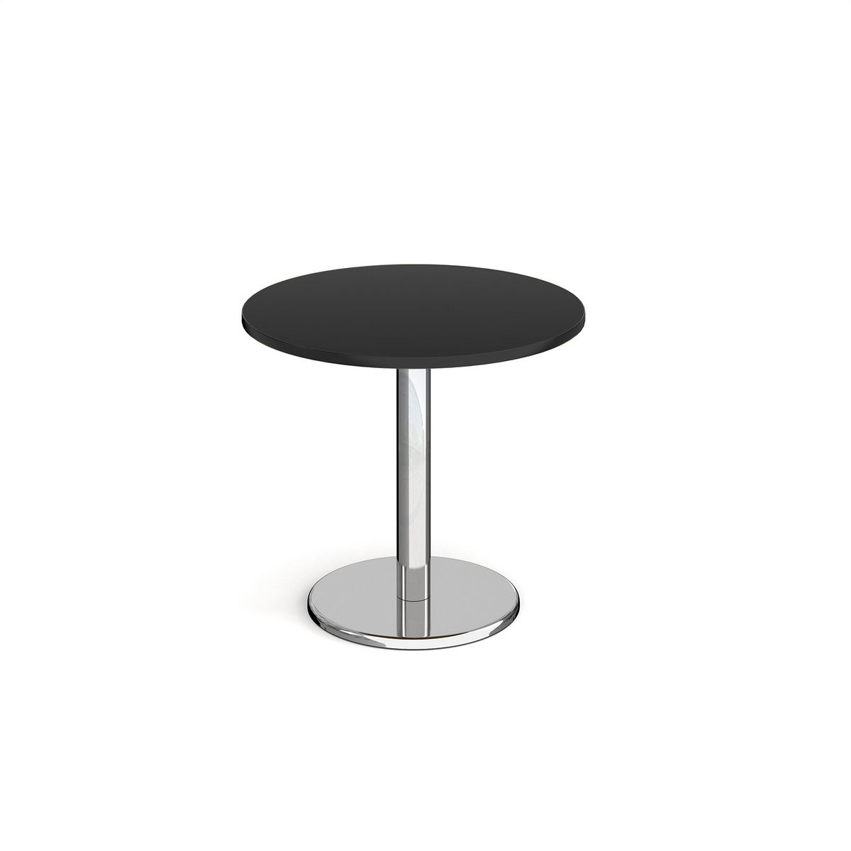 Picture of Pisa circular dining table with round chrome base 800mm -  Black