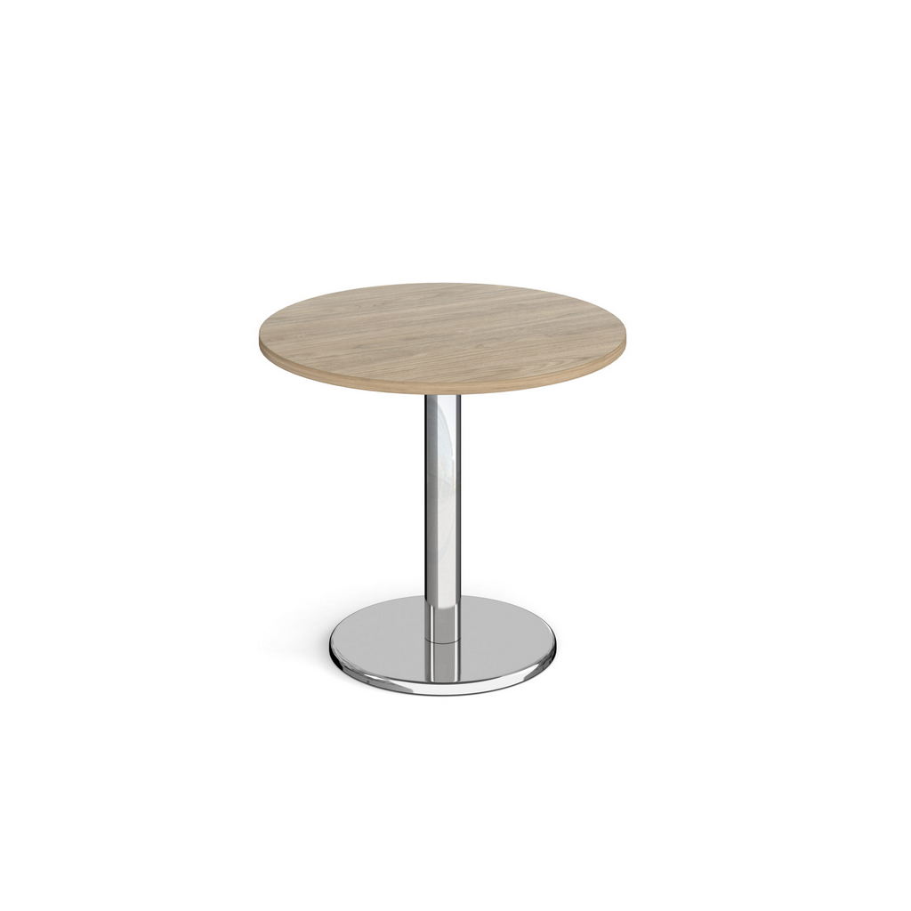 Picture of Pisa circular dining table with round chrome base 800mm - barcelona walnut