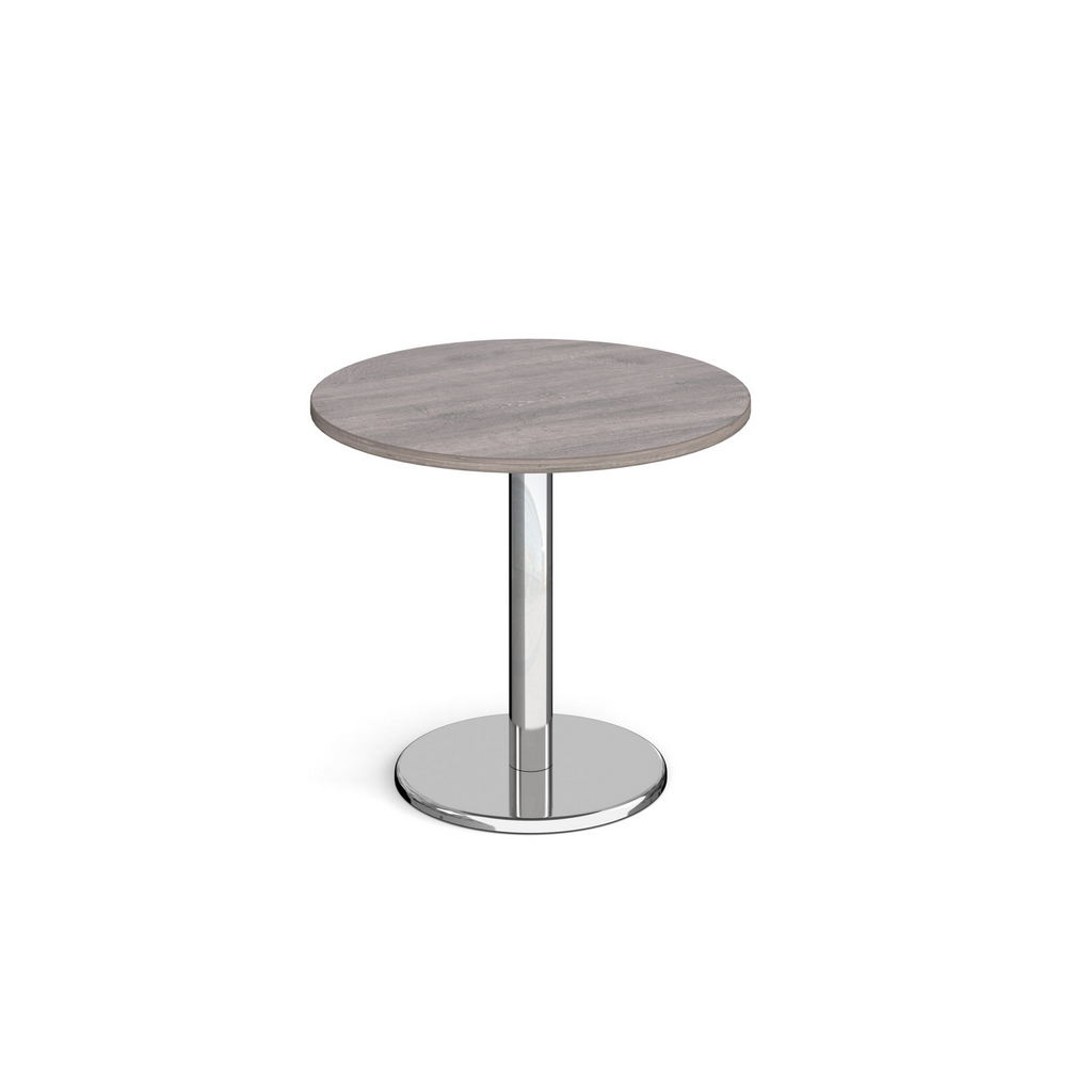 Picture of Pisa circular dining table with round chrome base 800mm - grey oak