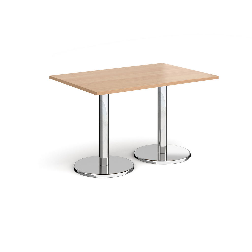 Picture of Pisa rectangular dining table with round chrome bases 1200mm x 800mm - beech