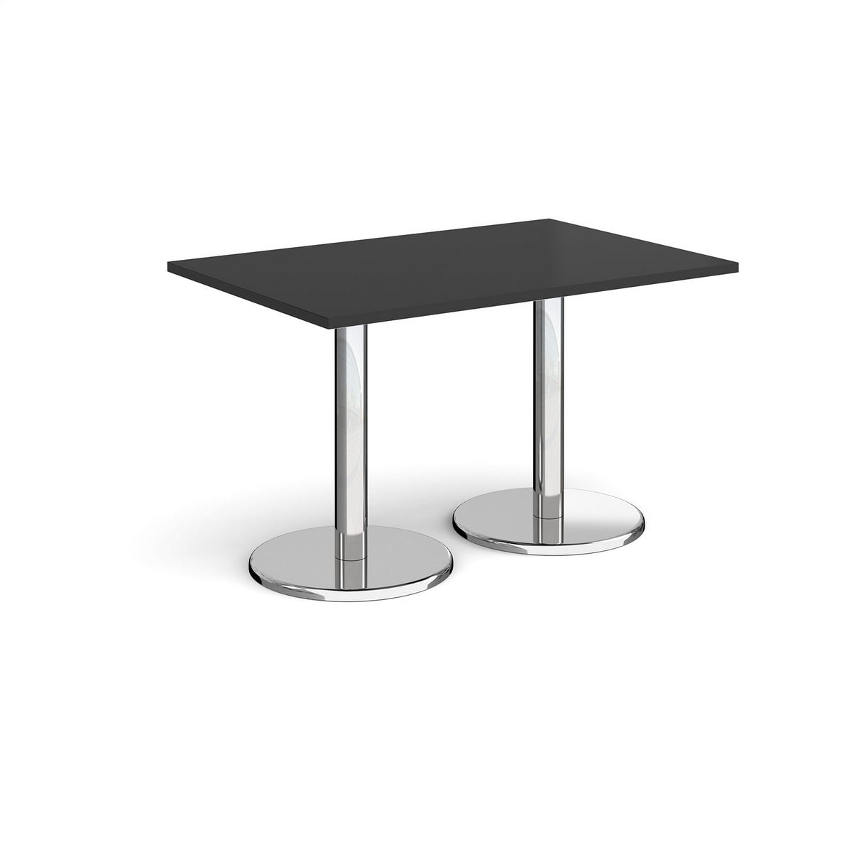 Picture of Pisa rectangular dining table with round chrome bases 1200mm x 800mm -  Black