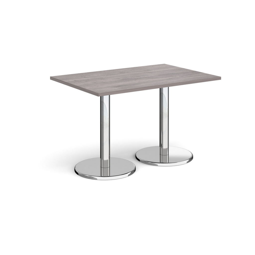 Picture of Pisa rectangular dining table with round chrome bases 1200mm x 800mm - grey oak