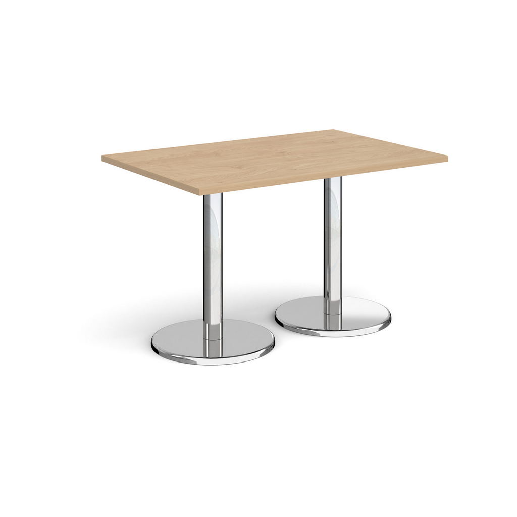 Picture of Pisa rectangular dining table with round chrome bases 1200mm x 800mm - kendal oak