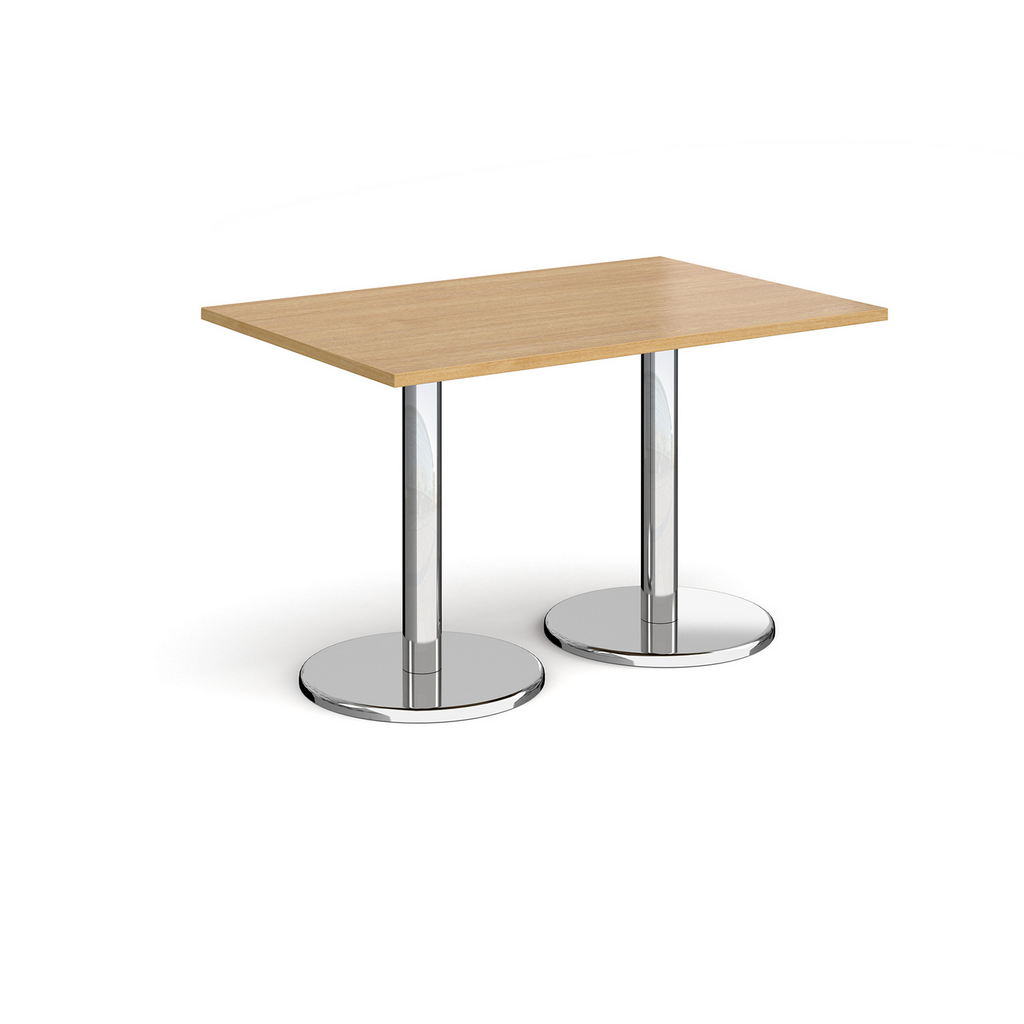 Picture of Pisa rectangular dining table with round chrome bases 1200mm x 800mm - oak