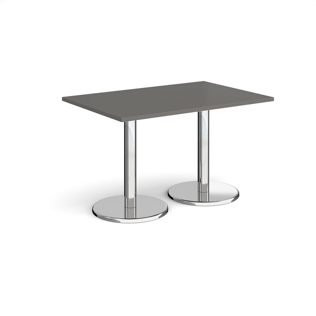 Picture of Pisa rectangular dining table with round chrome bases 1200mm x 800mm - Onyx Grey