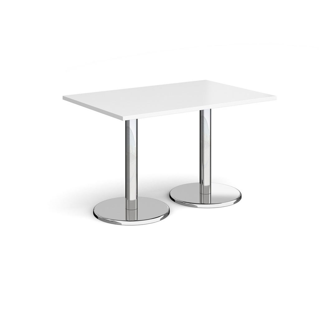 Picture of Pisa rectangular dining table with round chrome bases 1200mm x 800mm - white