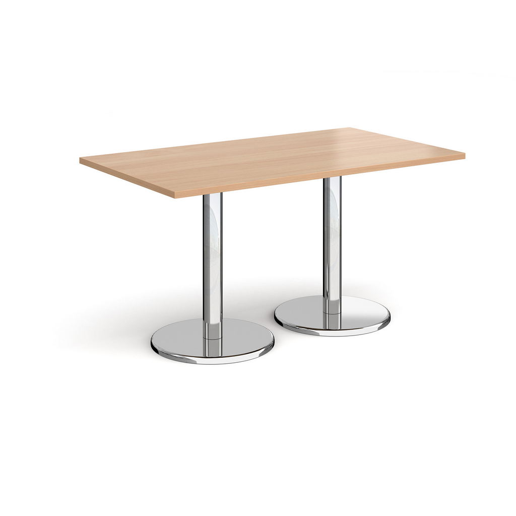 Picture of Pisa rectangular dining table with round chrome bases 1400mm x 800mm - beech