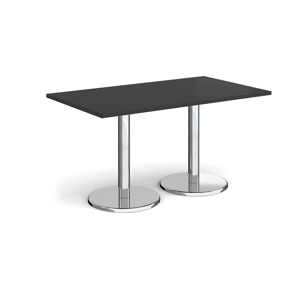 Picture of Pisa rectangular dining table with round chrome bases 1400mm x 800mm -  Black