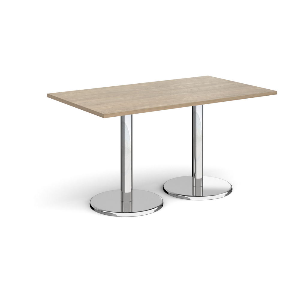 Picture of Pisa rectangular dining table with round chrome bases 1400mm x 800mm - barcelona walnut