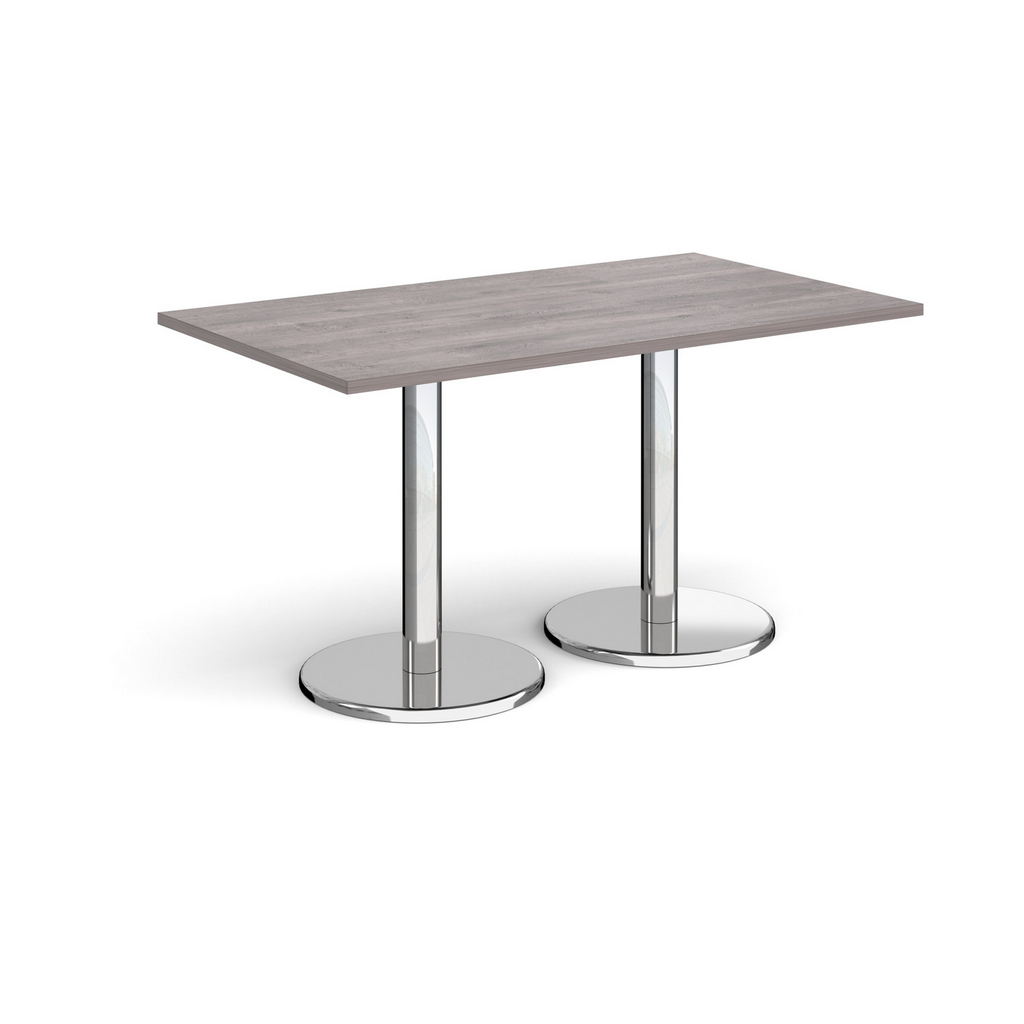 Picture of Pisa rectangular dining table with round chrome bases 1400mm x 800mm - grey oak