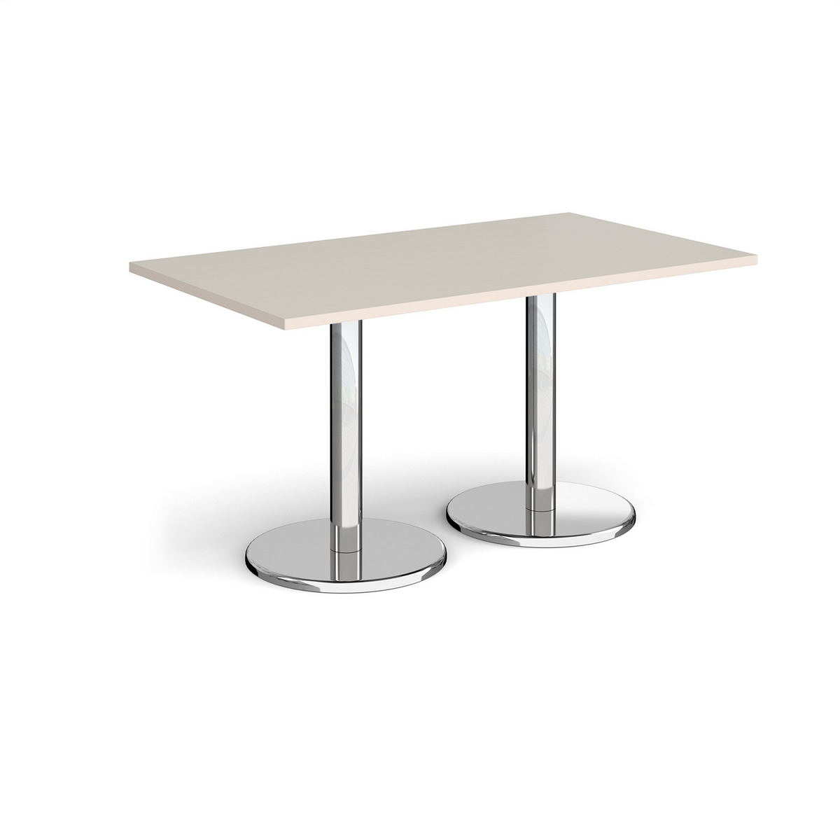 Picture of Pisa rectangular dining table with round chrome bases 1400mm x 800mm - Light Grey