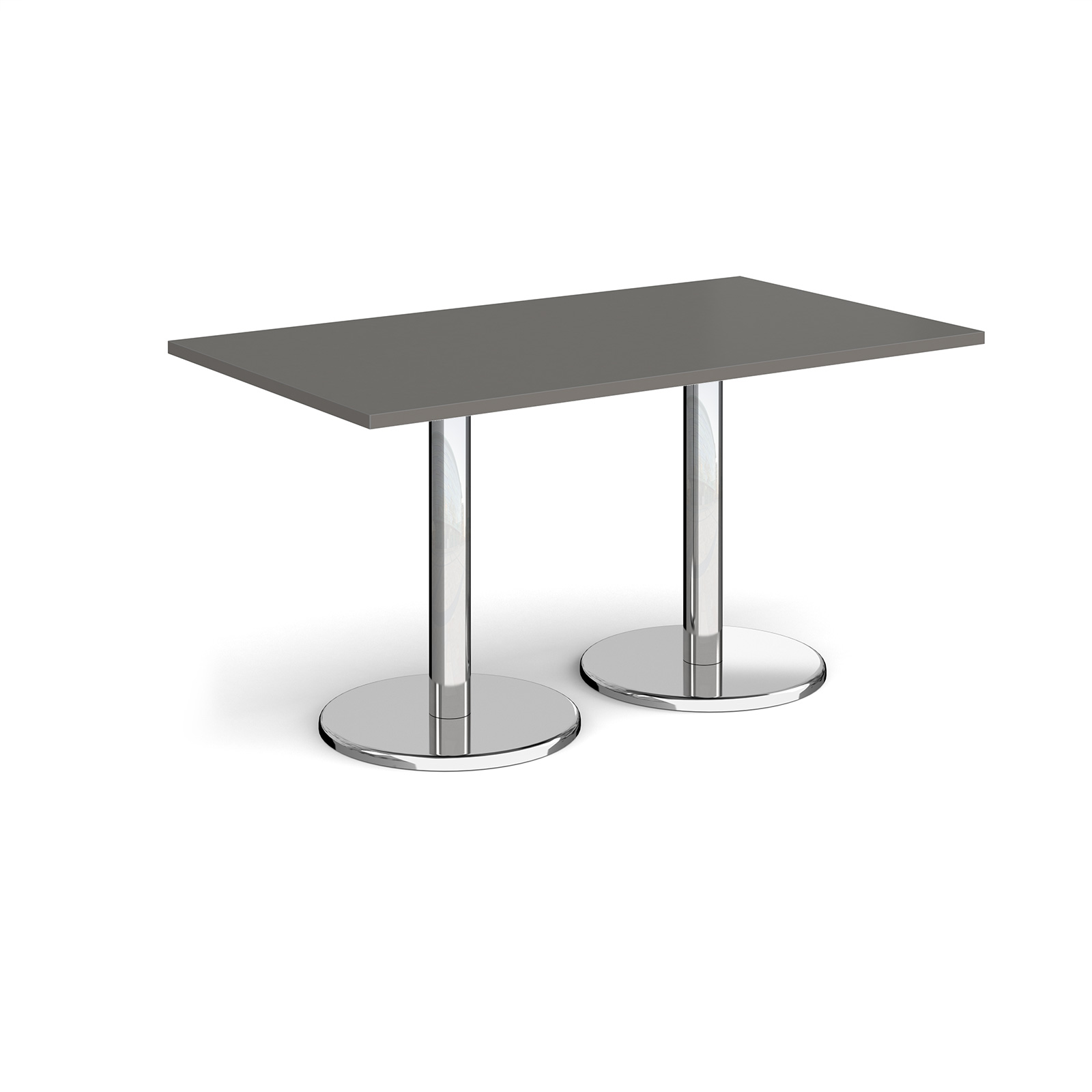 Picture of Pisa rectangular dining table with round chrome bases 1400mm x 800mm - Onyx Grey