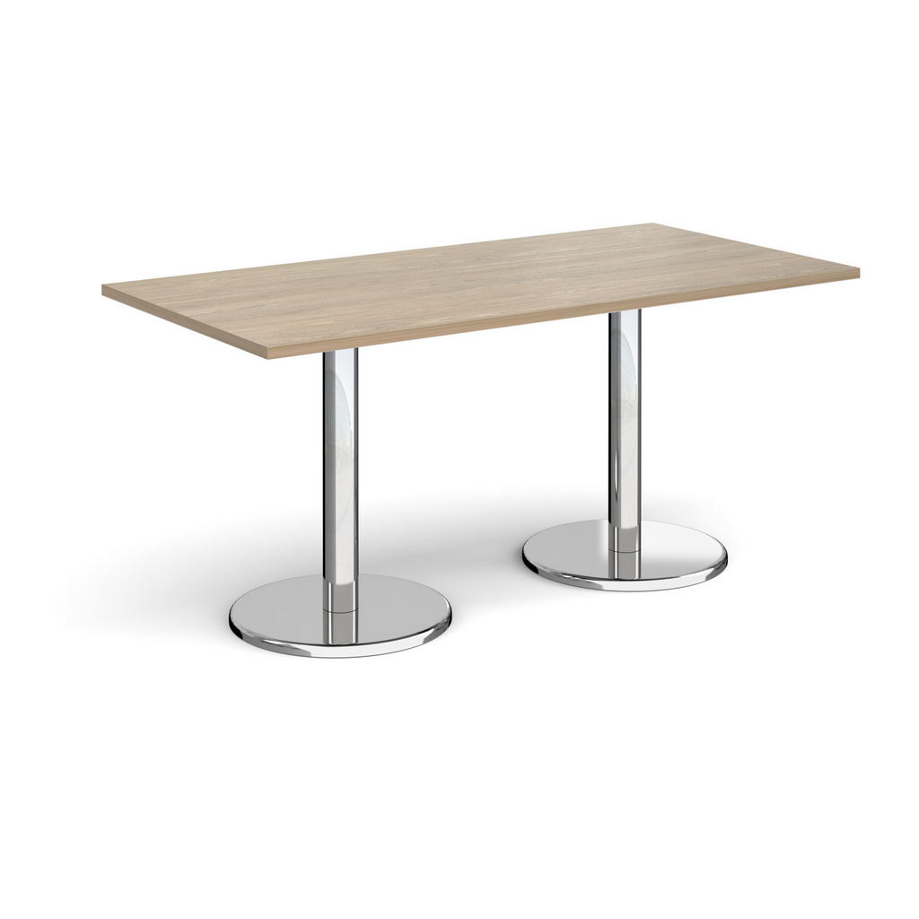 Picture of Pisa rectangular dining table with round chrome bases 1600mm x 800mm - barcelona walnut